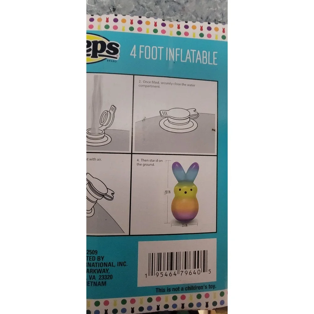 PEEPS 4' Foot Inflatable Rainbow Yard Easter Bunny Blow-Up NWT and‎ Sealed